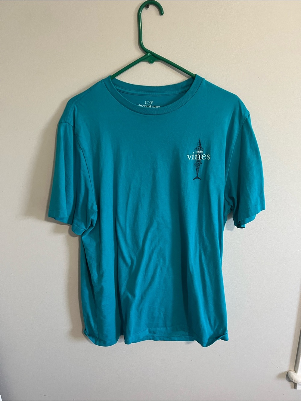 Vineyard Vines Teal Graphic Tee with Fish Print - Picture 2 of 3
